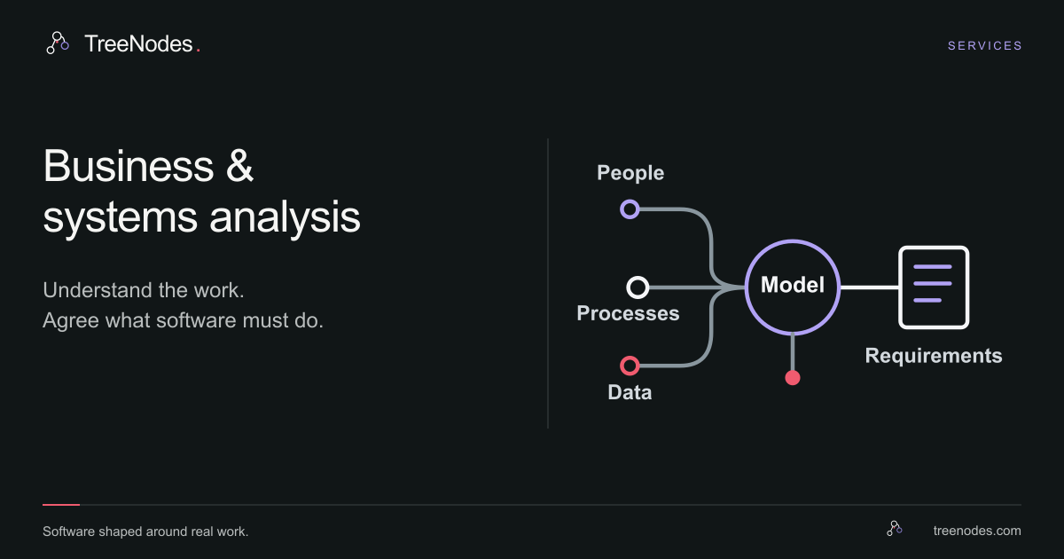 TreeNodes analysis service: people, processes and information connect to agreed requirements.